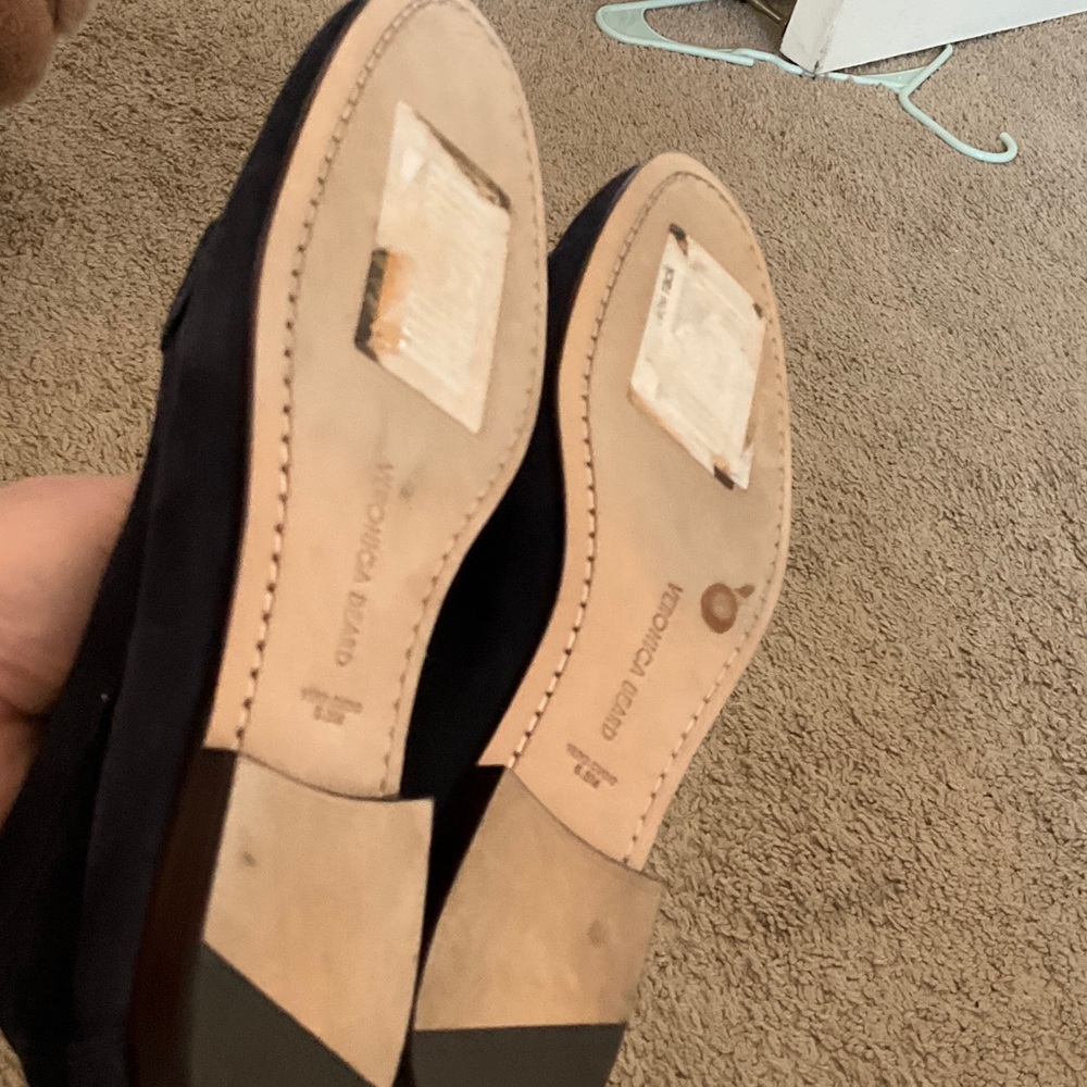 Veronica Beard Navy Suede Woven Loafers - Picture 7 of 9